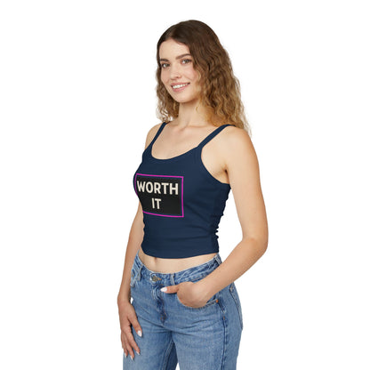WORTH IT | Funny Dating Graphic Spaghetti Tank | Flirty Confidence Streetwear