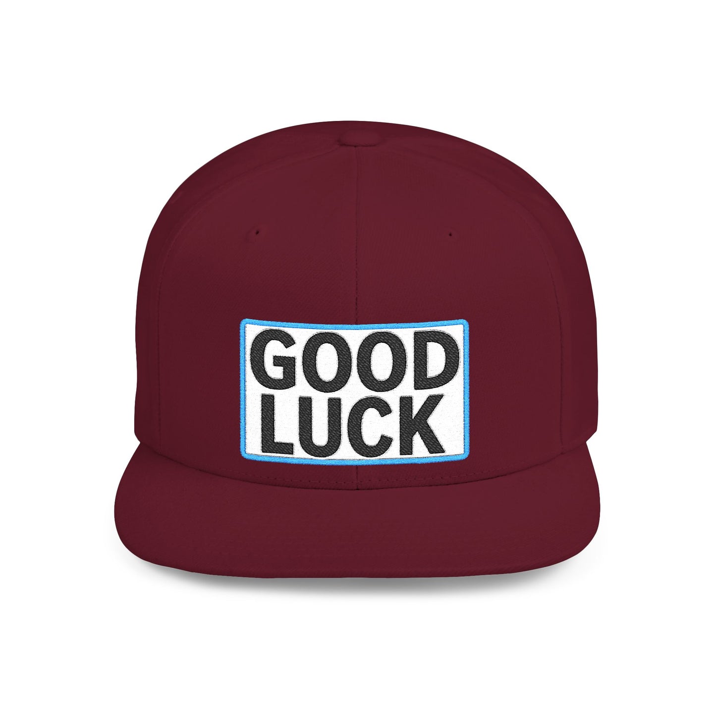 GOOD LUCK Embroidered Flat Bill Snapback Cap | Lucky Statement Hat | Streetwear Baseball Cap