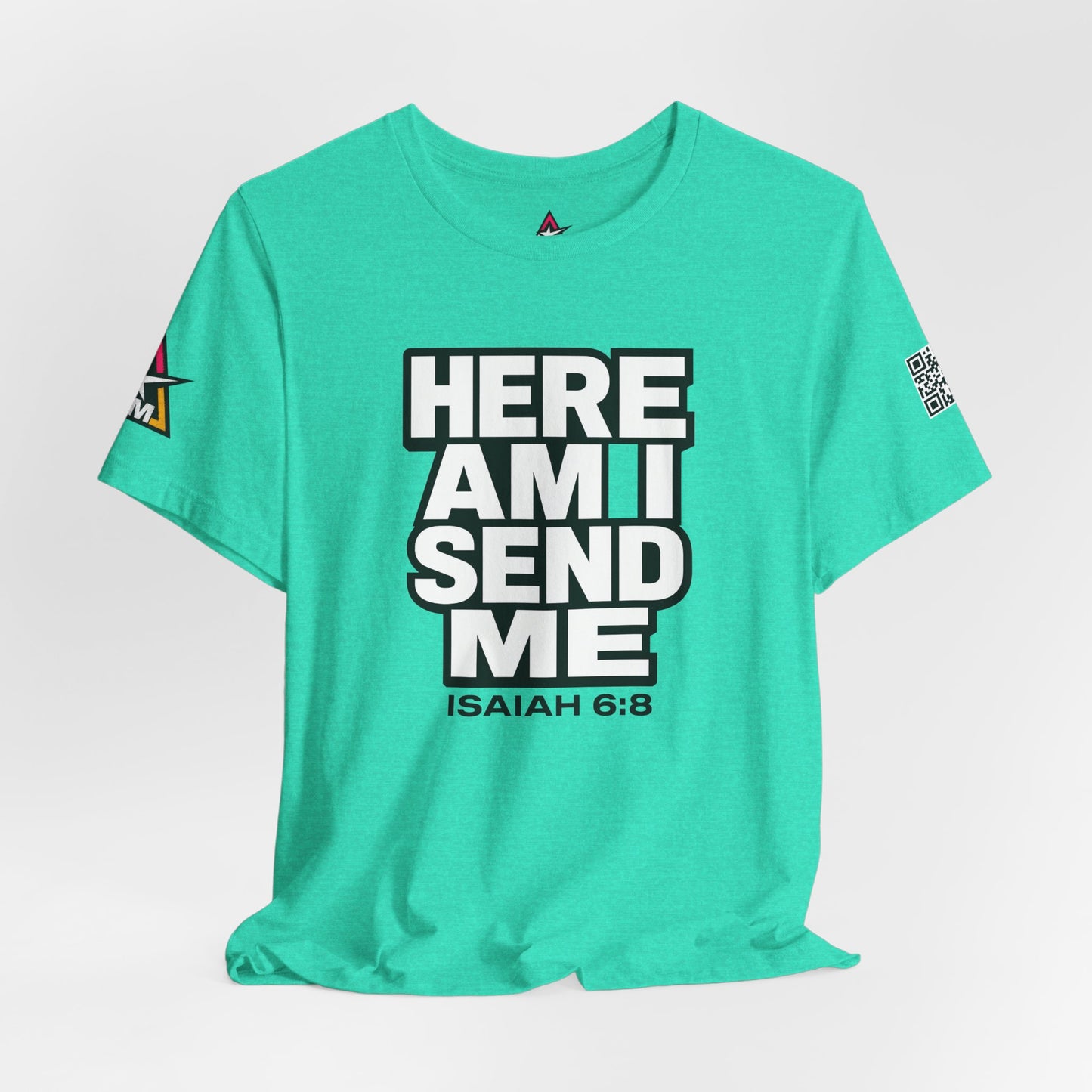 Here Am I, Send Me Graphic T-Shirt | Isaiah 6:8 Christian Tee | Faith Statement Shirt