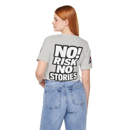 No Risk No Stories – Bold Motivational Graphic TeeNo Risk No Stories – Bold Motivational Graphic Tee