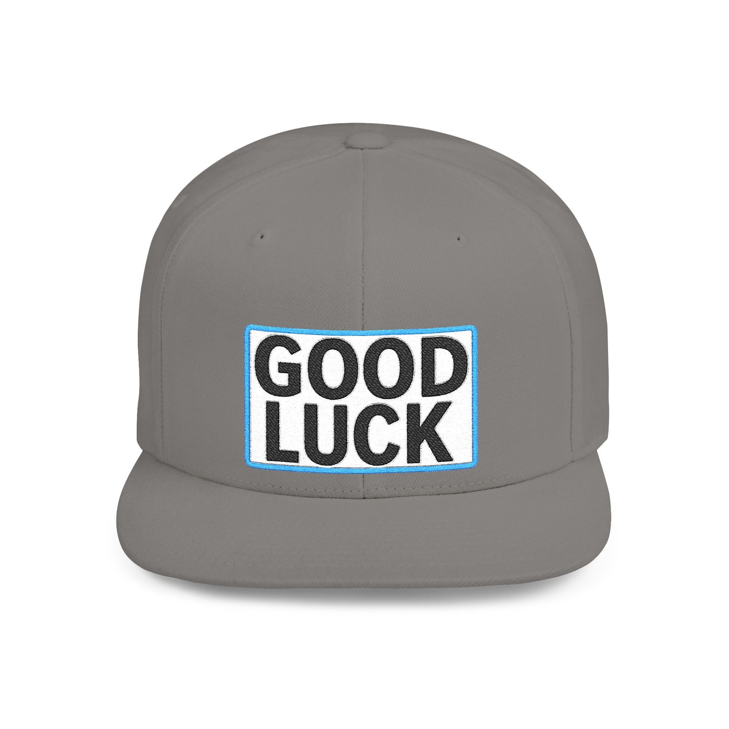 GOOD LUCK Embroidered Flat Bill Snapback Cap | Lucky Statement Hat | Streetwear Baseball Cap