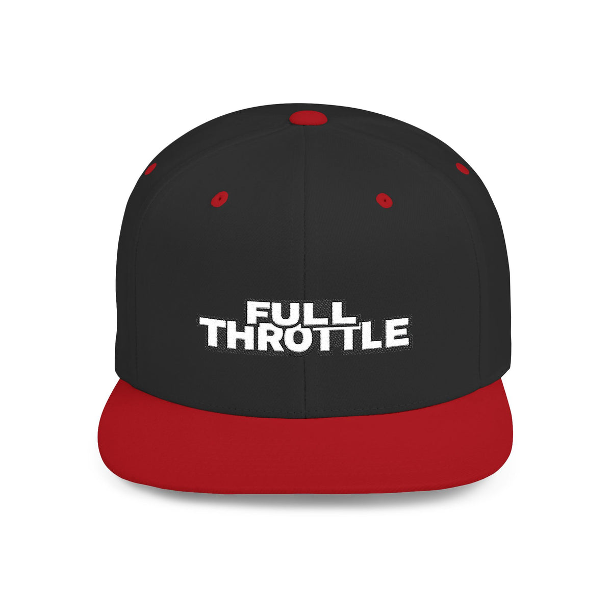 FULL THROTTLE Embroidered Flat Bill Snapback Cap | Bold Motorsport Hat | Streetwear Baseball Cap