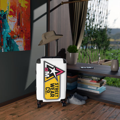 AlphaMens Streetwear Logo Carry-On Suitcase | Hard Shell Spinner Luggage | Travel Cabin Suitcase