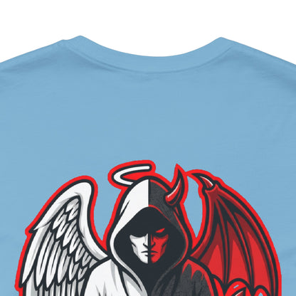 LOOK TWICE Angel & Devil Graphic T-Shirt | Duality Streetwear Tee | Good vs Evil Shirt | Unisex Graphic Tee