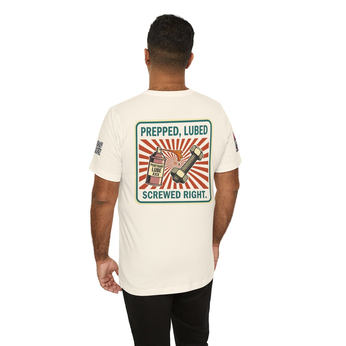 PREPPED, LUBED, SCREWED RIGHT Graphic T-Shirt | Mechanic Humor Tee | Funny Garage Shirt | Vintage Streetwear Tee