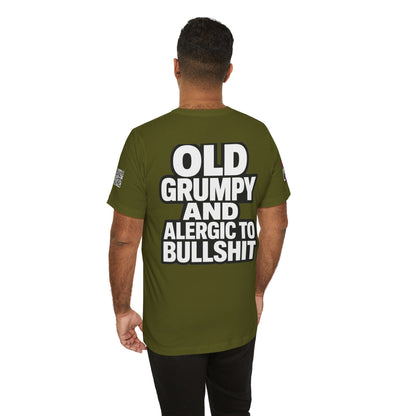 Old Grumpy & Allergic to Bullshit Graphic T-Shirt | Funny Sarcastic Tee
