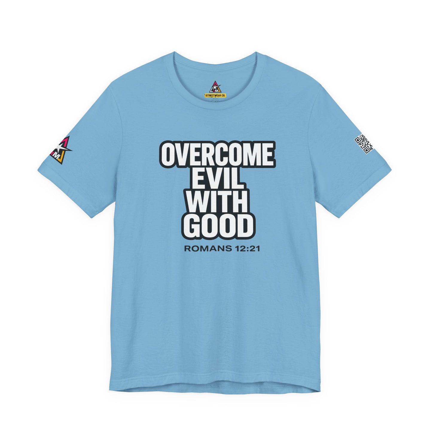 Overcome Evil With Good Graphic T-Shirt | Romans 12:21 Christian Tee | Faith & Strength Streetwear