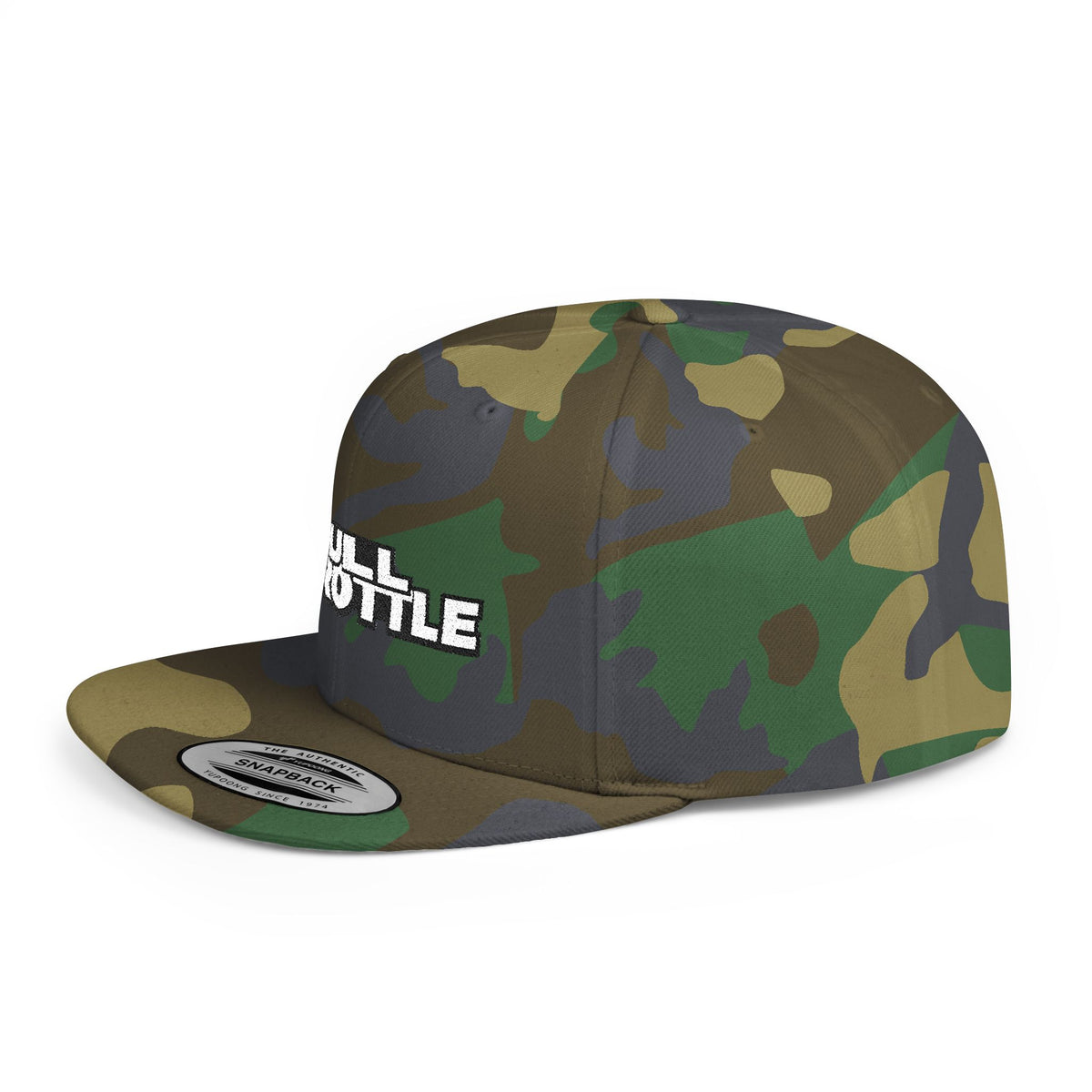 FULL THROTTLE Embroidered Flat Bill Snapback Cap | Bold Motorsport Hat | Streetwear Baseball Cap