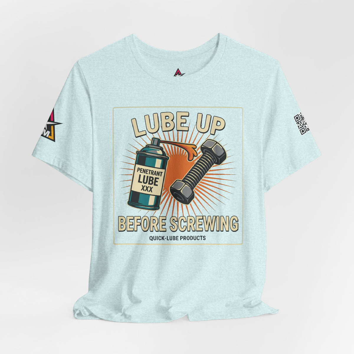 LUBE UP BEFORE SCREWING Graphic T-Shirt | Funny Mechanic Tee | Dirty Garage Humor Shirt | Vintage Automotive Tee