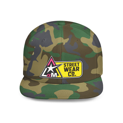 AM Streetwear Co. Embroidered Snapback Hat | Premium Streetwear Cap | Modern Logo Flat Bill Hat | Everyday Lifestyle Cap