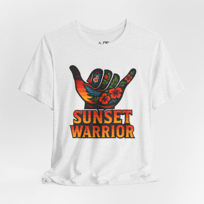 Sunset Warrior Shaka – Unisex Bold Streetwear Graphic Tee