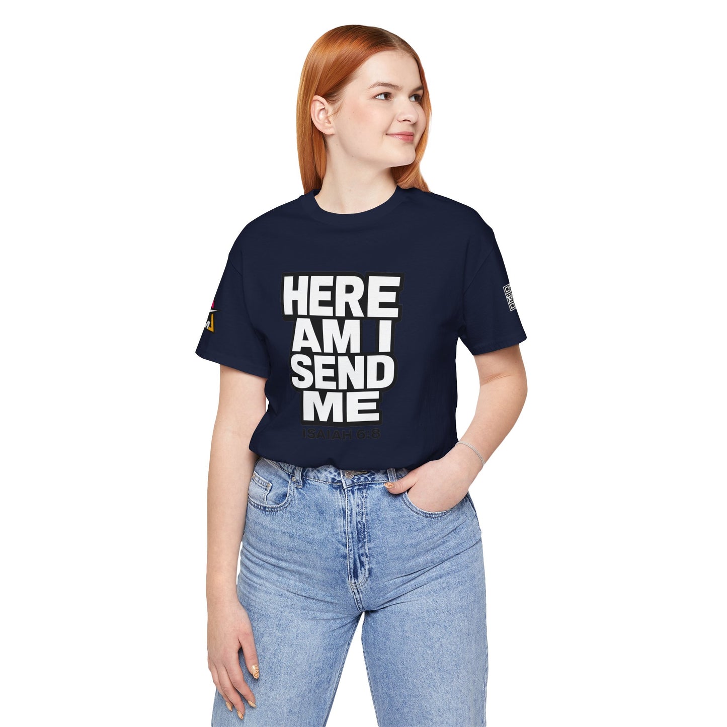 Here Am I, Send Me Graphic T-Shirt | Isaiah 6:8 Christian Tee | Faith Statement Shirt