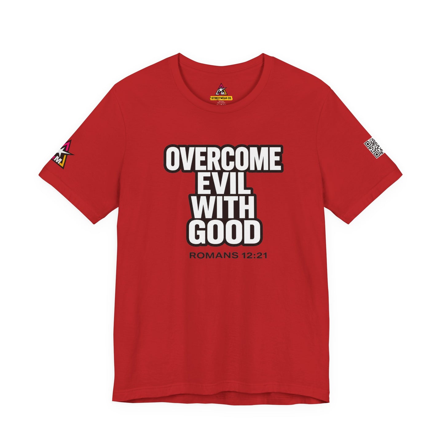 Overcome Evil With Good Graphic T-Shirt | Romans 12:21 Christian Tee | Faith & Strength Streetwear