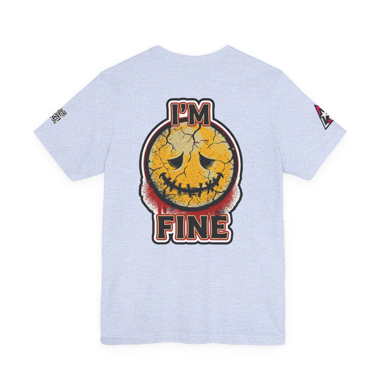 I'M FINE Cracked Smile Graphic T-Shirt | Dark Humor Tee | Halloween Shirt | Streetwear Graphic Tee | Unisex Shirt