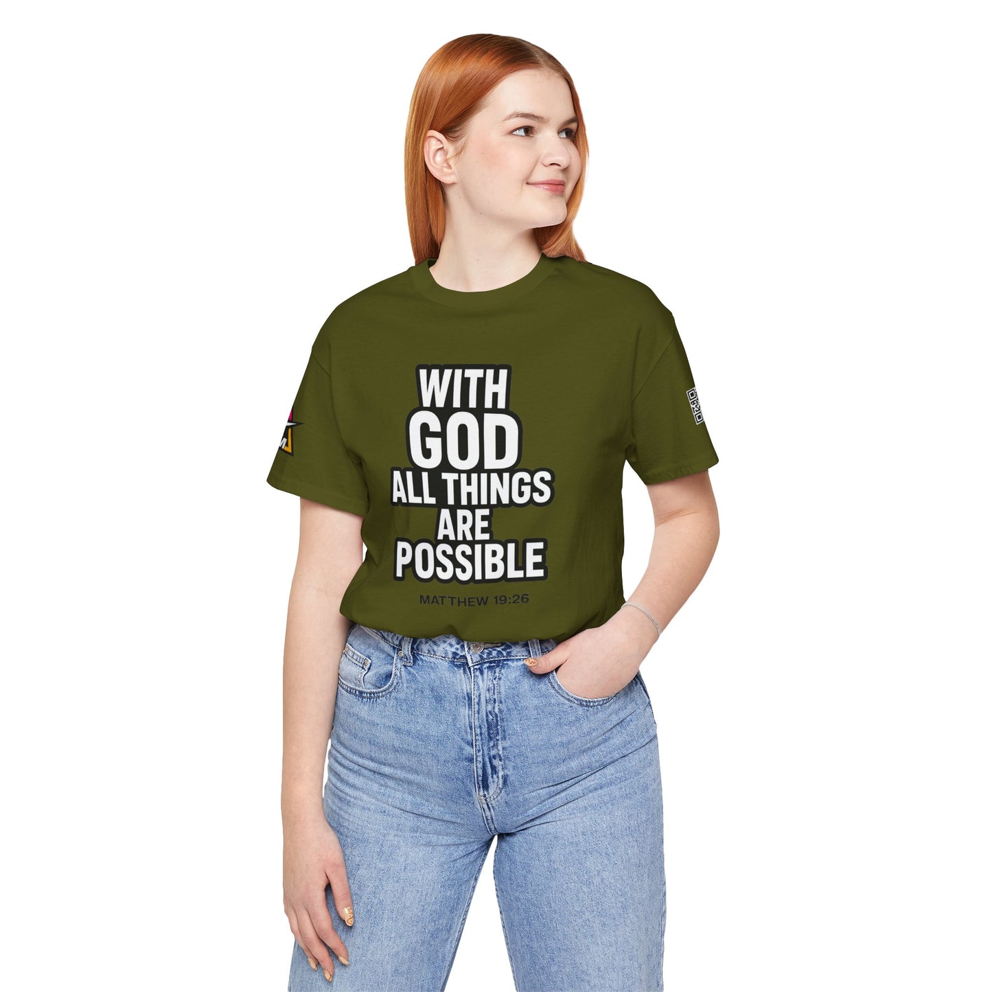 With God All Things Are Possible Graphic T-Shirt | Matthew 19:26 Christian Tee | Faith & Strength Streetwear