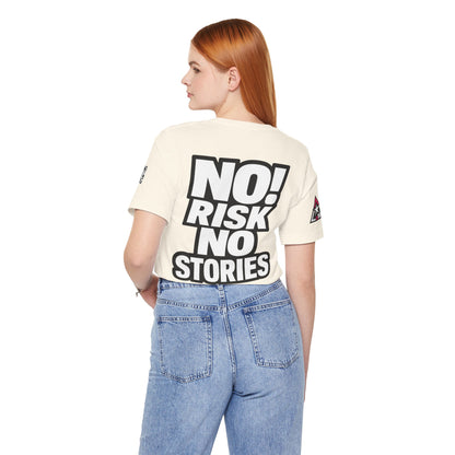 No Risk No Stories – Bold Motivational Graphic TeeNo Risk No Stories – Bold Motivational Graphic Tee