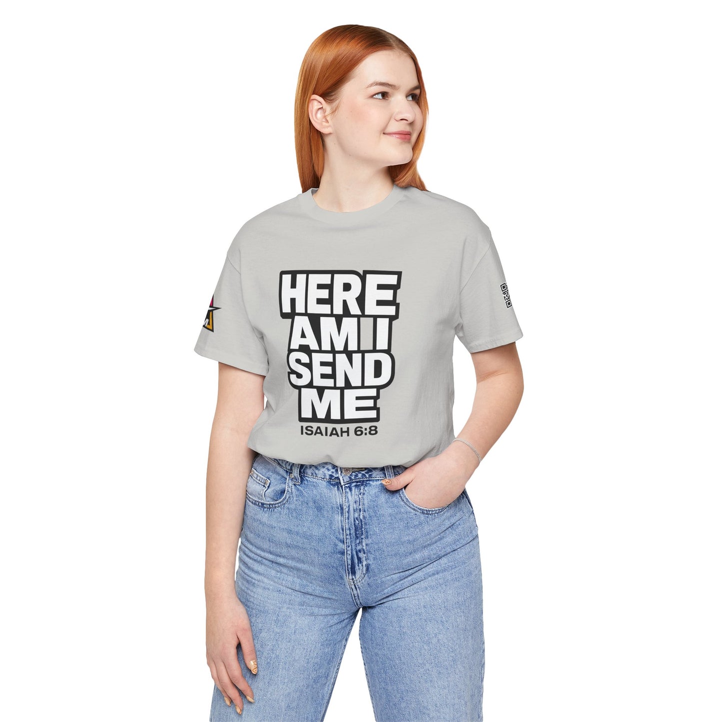 Here Am I, Send Me Graphic T-Shirt | Isaiah 6:8 Christian Tee | Faith Statement Shirt