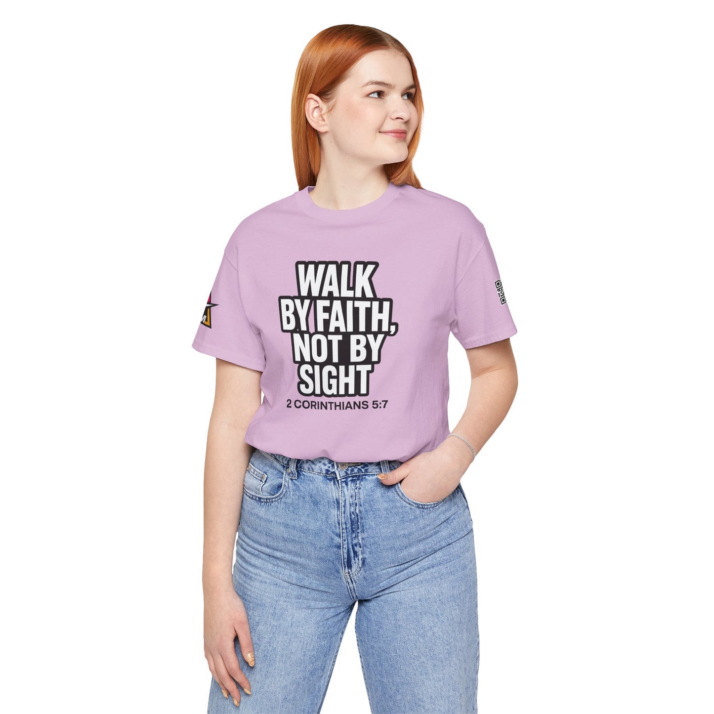 Walk by Faith, Not by Sight Graphic T-Shirt | 2 Corinthians 5:7 Christian Tee | Faith Streetwear