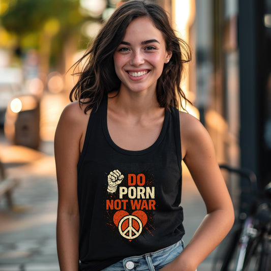 Do Porn Not War Peace Sign Graphic Tank Top product