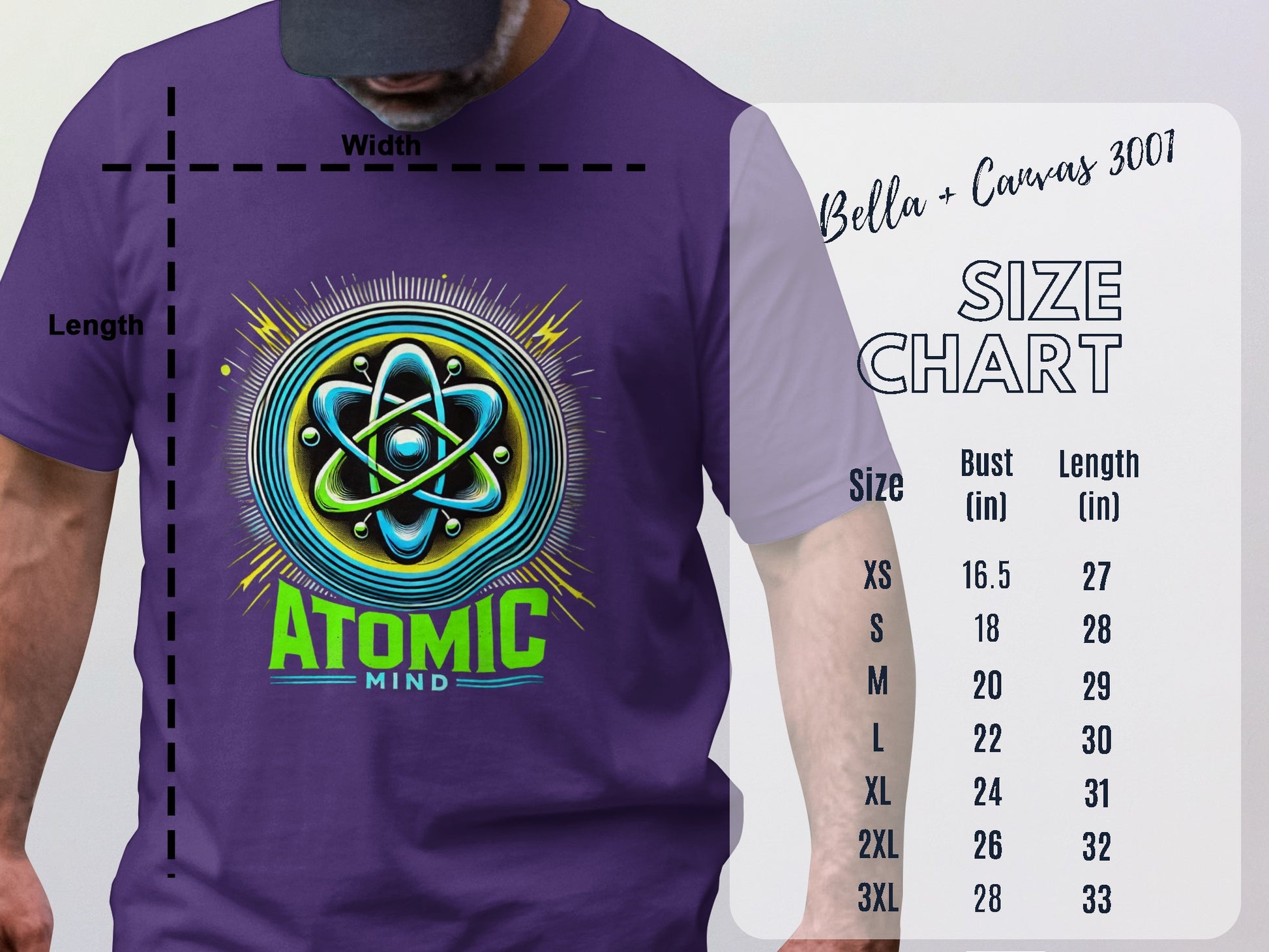 Atomic Mind Graphic T-Shirt Size Chart product