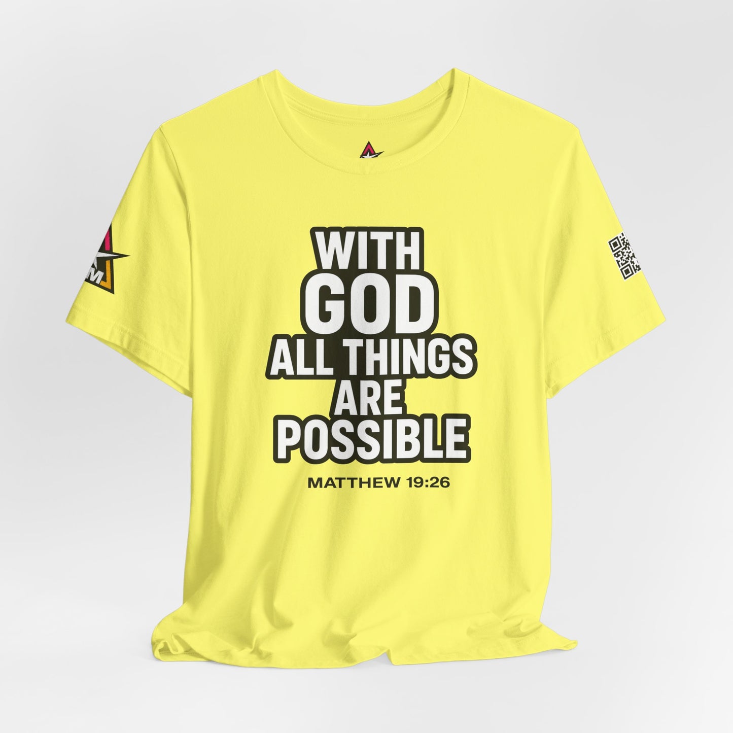 With God All Things Are Possible Graphic T-Shirt | Matthew 19:26 Christian Tee | Faith & Strength Streetwear