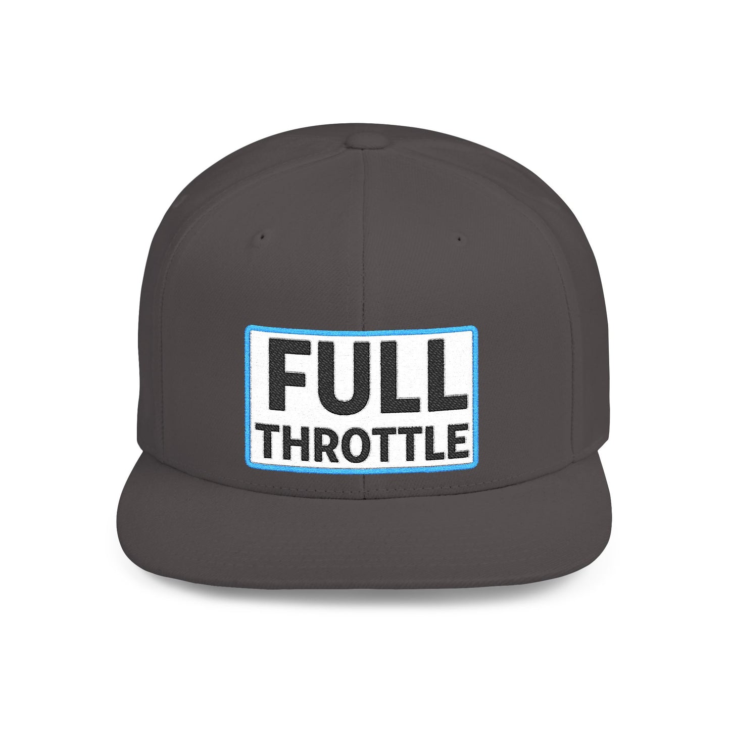 FULL THROTTLE Embroidered Flat Bill Snapback Cap | Bold Motorsport Hat | Streetwear Baseball Cap