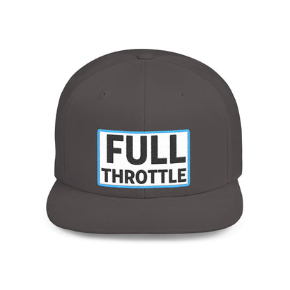 FULL THROTTLE Embroidered Flat Bill Snapback Cap | Bold Motorsport Hat | Streetwear Baseball Cap