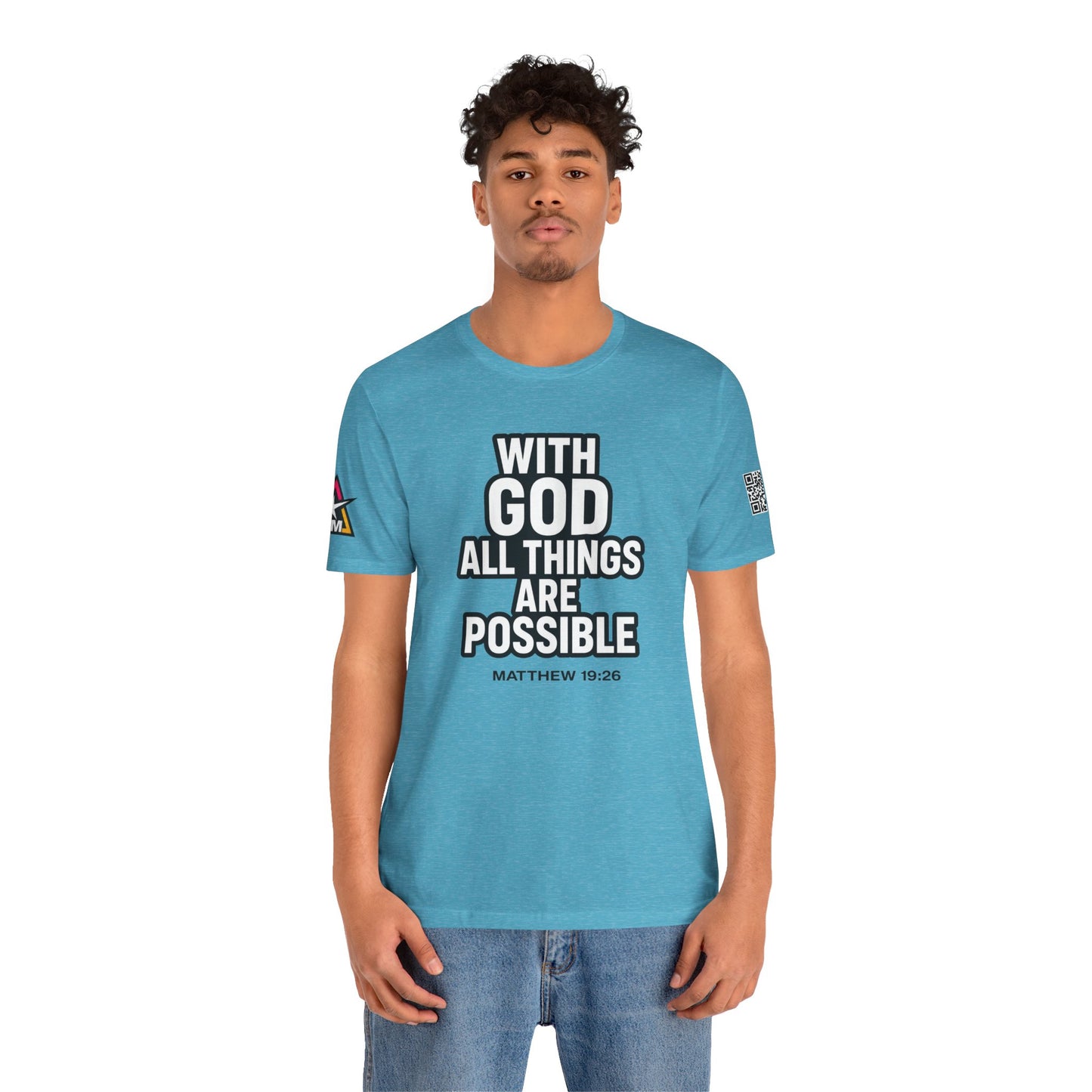 With God All Things Are Possible Graphic T-Shirt | Matthew 19:26 Christian Tee | Faith & Strength Streetwear