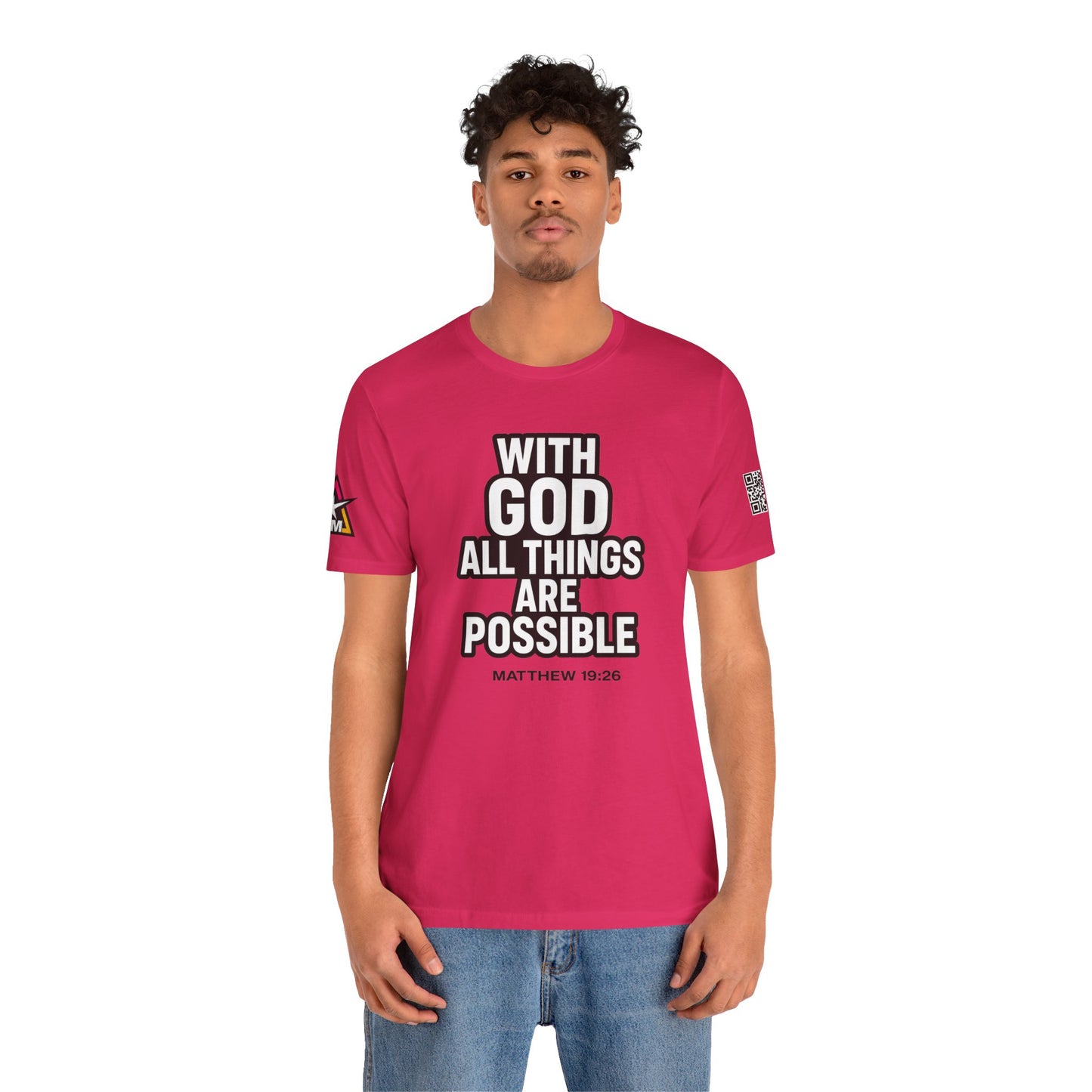 With God All Things Are Possible Graphic T-Shirt | Matthew 19:26 Christian Tee | Faith & Strength Streetwear