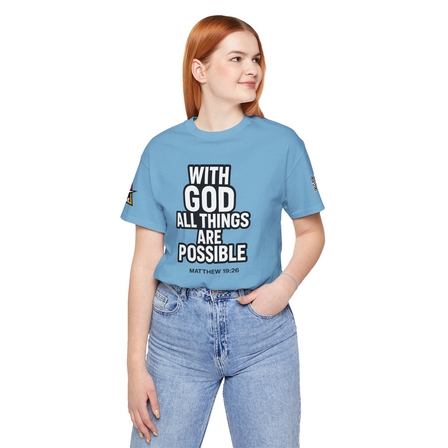 With God All Things Are Possible Graphic T-Shirt | Matthew 19:26 Christian Tee | Faith & Strength Streetwear