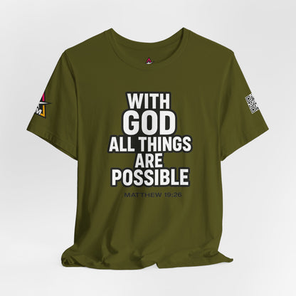 With God All Things Are Possible Graphic T-Shirt | Matthew 19:26 Christian Tee | Faith & Strength Streetwear