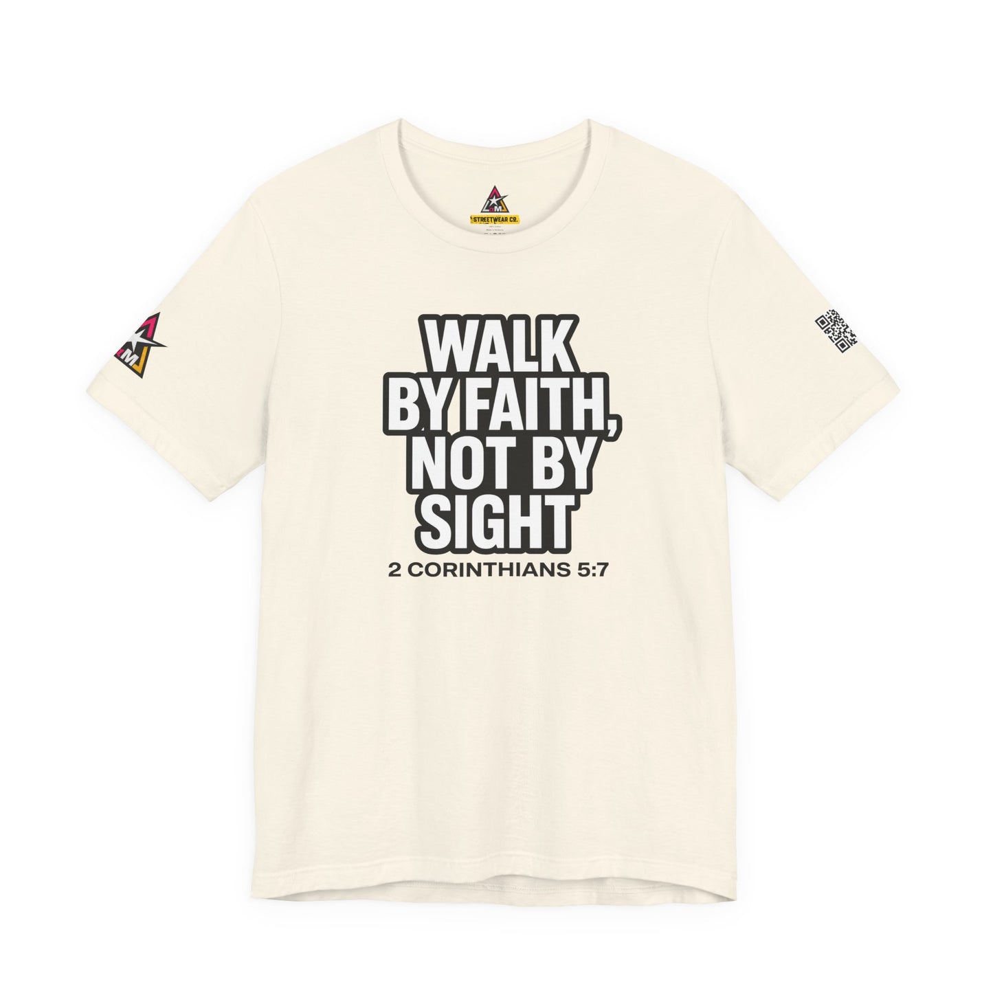 Walk by Faith, Not by Sight Graphic T-Shirt | 2 Corinthians 5:7 Christian Tee | Faith Streetwear