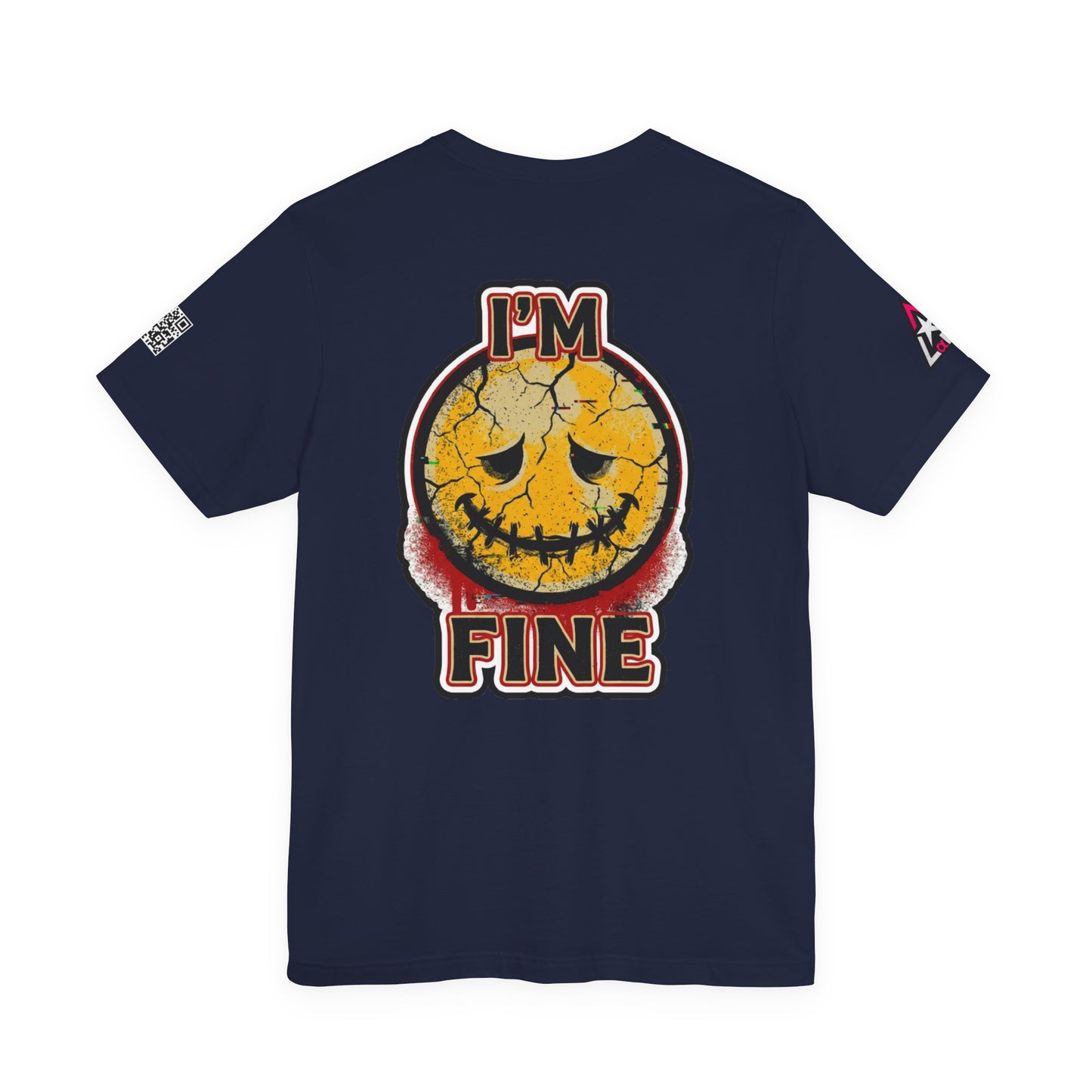 I'M FINE Cracked Smile Graphic T-Shirt | Dark Humor Tee | Halloween Shirt | Streetwear Graphic Tee | Unisex Shirt
