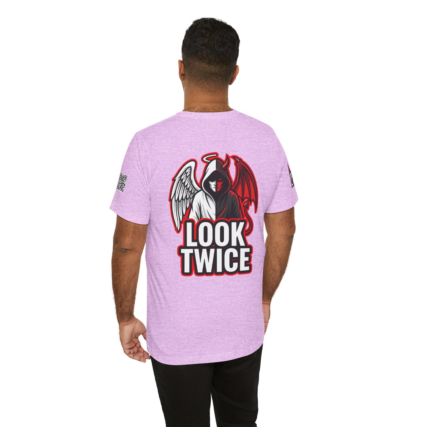 LOOK TWICE Angel & Devil Graphic T-Shirt | Duality Streetwear Tee | Good vs Evil Shirt | Unisex Graphic Tee