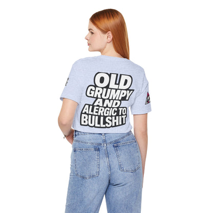 Old Grumpy & Allergic to Bullshit Graphic T-Shirt | Funny Sarcastic Tee