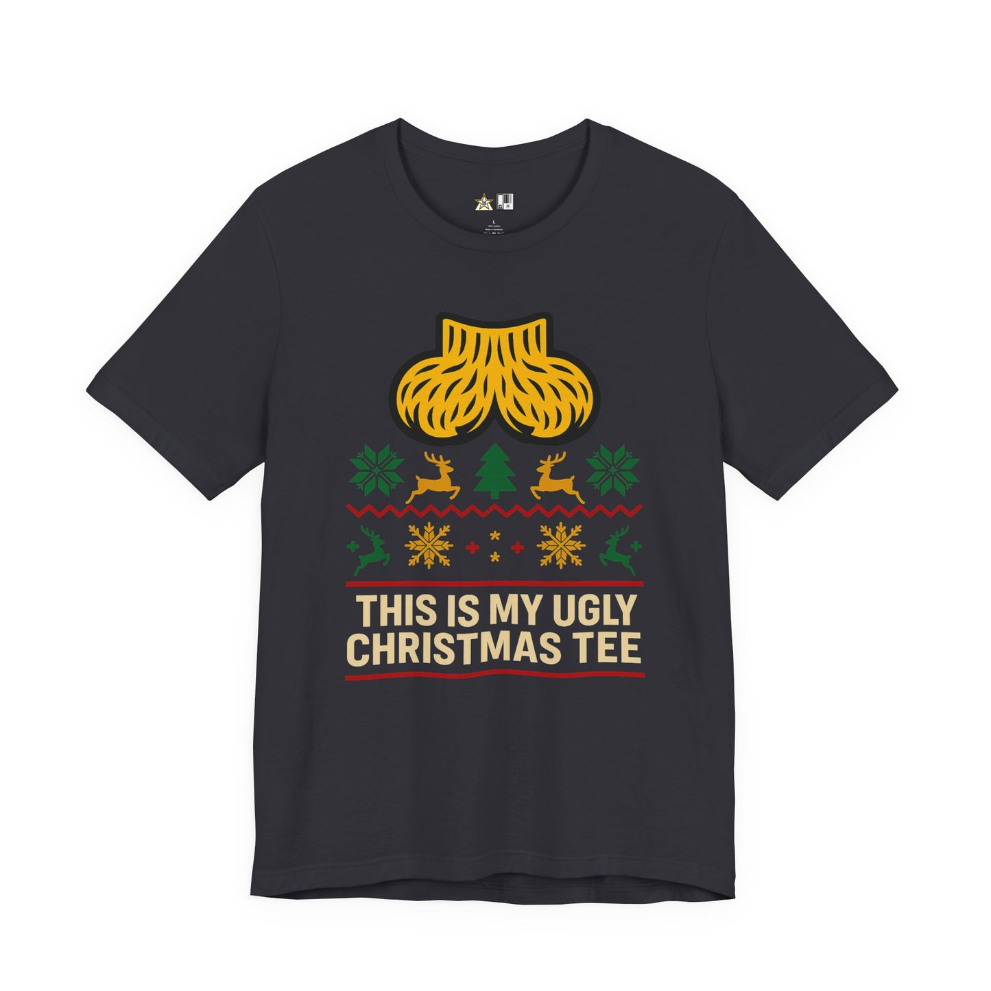 This Is My Ugly Christmas Tee Bold Reindeer & Gold Balls Ornament Holiday T-Shirt