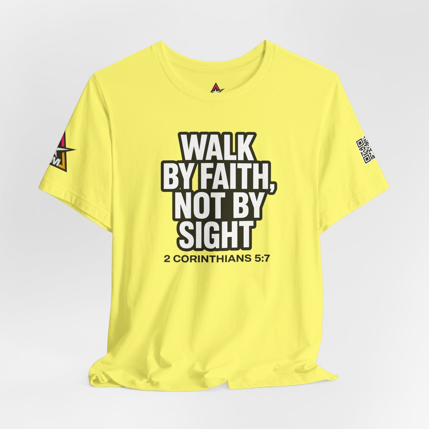 Walk by Faith, Not by Sight Graphic T-Shirt | 2 Corinthians 5:7 Christian Tee | Faith Streetwear