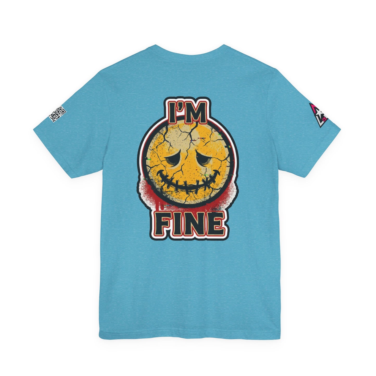 I'M FINE Cracked Smile Graphic T-Shirt | Dark Humor Tee | Halloween Shirt | Streetwear Graphic Tee | Unisex Shirt