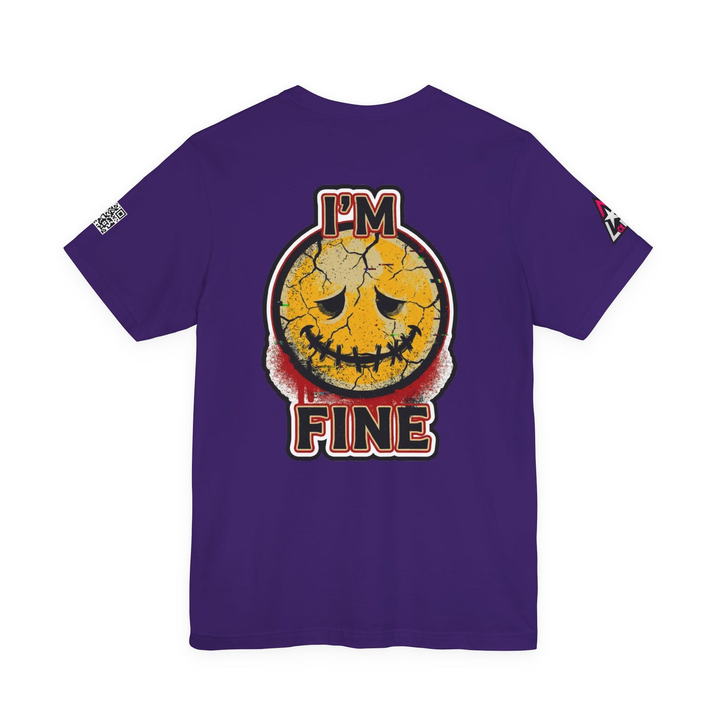 I'M FINE Cracked Smile Graphic T-Shirt | Dark Humor Tee | Halloween Shirt | Streetwear Graphic Tee | Unisex Shirt