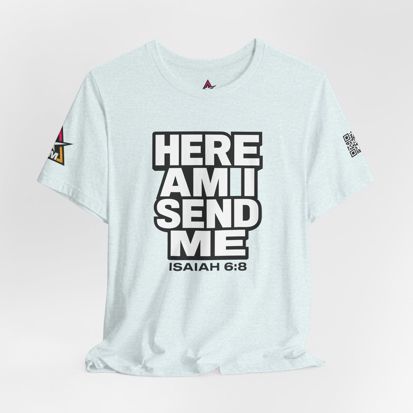 Here Am I, Send Me Graphic T-Shirt | Isaiah 6:8 Christian Tee | Faith Statement Shirt