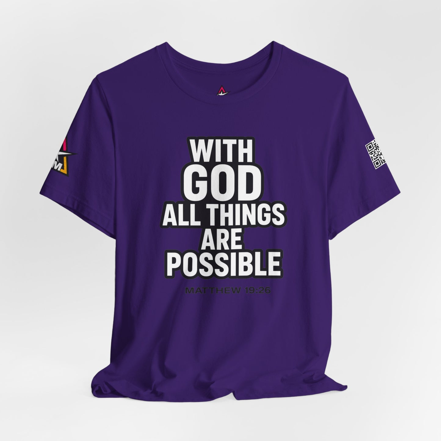 With God All Things Are Possible Graphic T-Shirt | Matthew 19:26 Christian Tee | Faith & Strength Streetwear