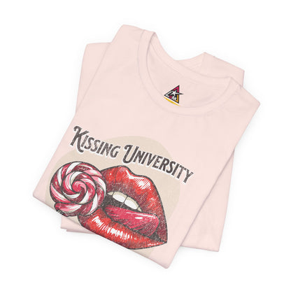 Kissing University Graphic T-Shirt | Sweetest Temptation Tee | Flirty Retro Streetwear Shirt