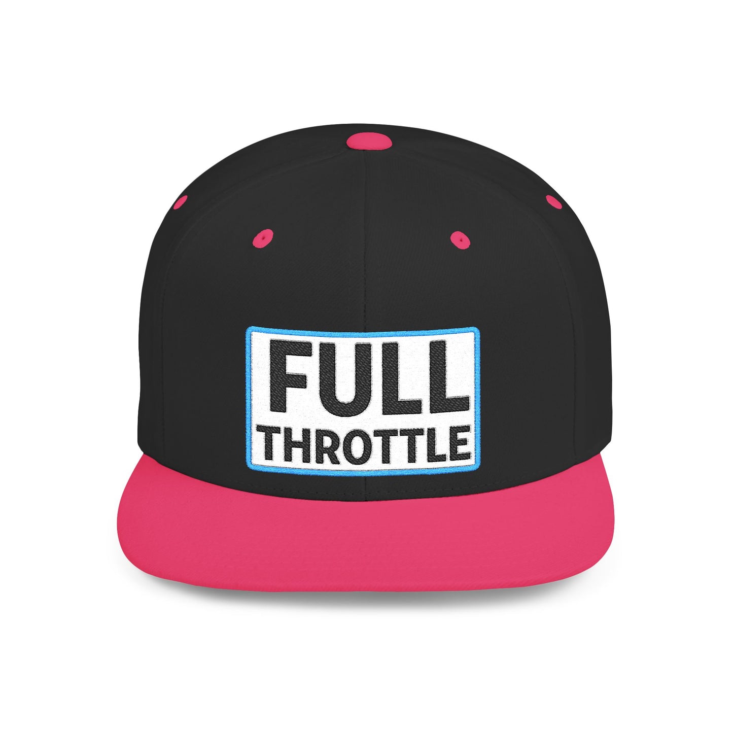 FULL THROTTLE Embroidered Flat Bill Snapback Cap | Bold Motorsport Hat | Streetwear Baseball Cap