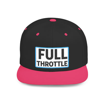 FULL THROTTLE Embroidered Flat Bill Snapback Cap | Bold Motorsport Hat | Streetwear Baseball Cap