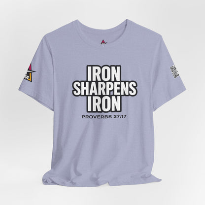 Iron Sharpens Iron Graphic T-Shirt | Proverbs 27:17 Christian Tee | Faith & Strength Streetwear