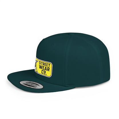 AM Streetwear Co. Embroidered Snapback Hat | Premium Streetwear Cap | Modern Logo Flat Bill Hat | Everyday Lifestyle Cap