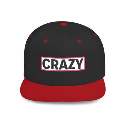 CRAZY Embroidered Snapback Hat | Funny Statement Cap | Bold Streetwear Flat Bill | Conversation Starter Gift
