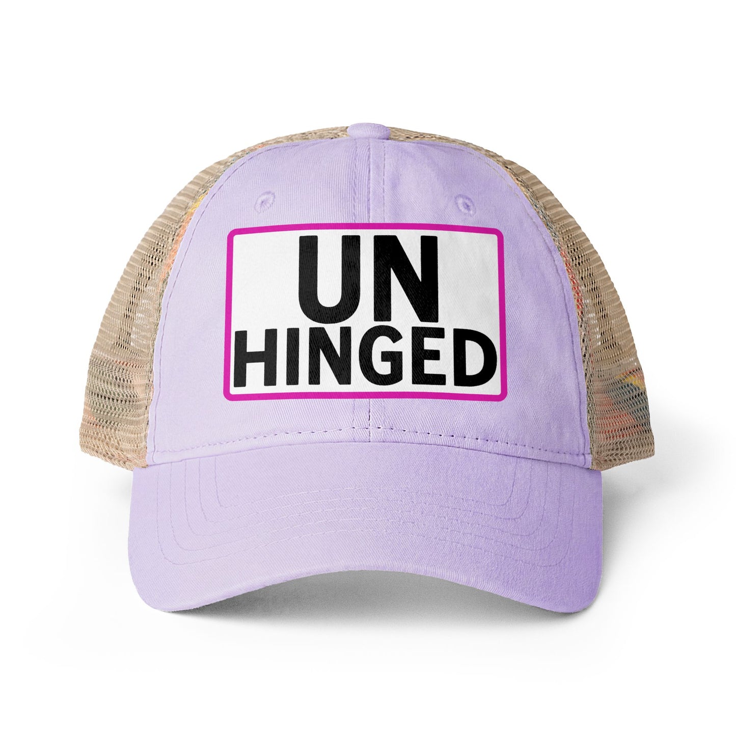 UNHINGED Embroidered Washed Mesh-Back Cap | Funny Ponytail Baseball Hat | Casual Women's Cap