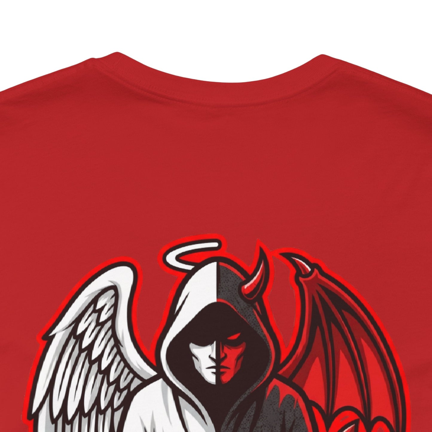 LOOK TWICE Angel & Devil Graphic T-Shirt | Duality Streetwear Tee | Good vs Evil Shirt | Unisex Graphic Tee