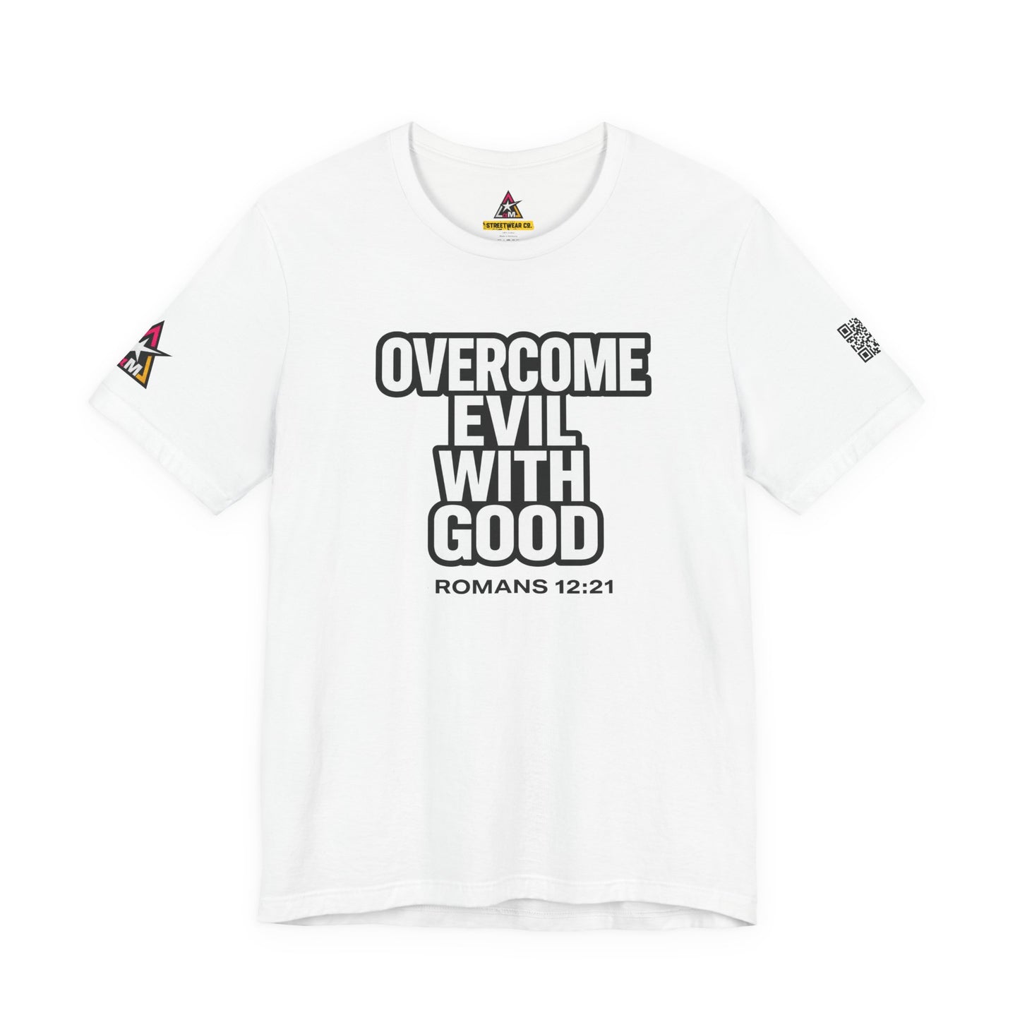 Overcome Evil With Good Graphic T-Shirt | Romans 12:21 Christian Tee | Faith & Strength Streetwear